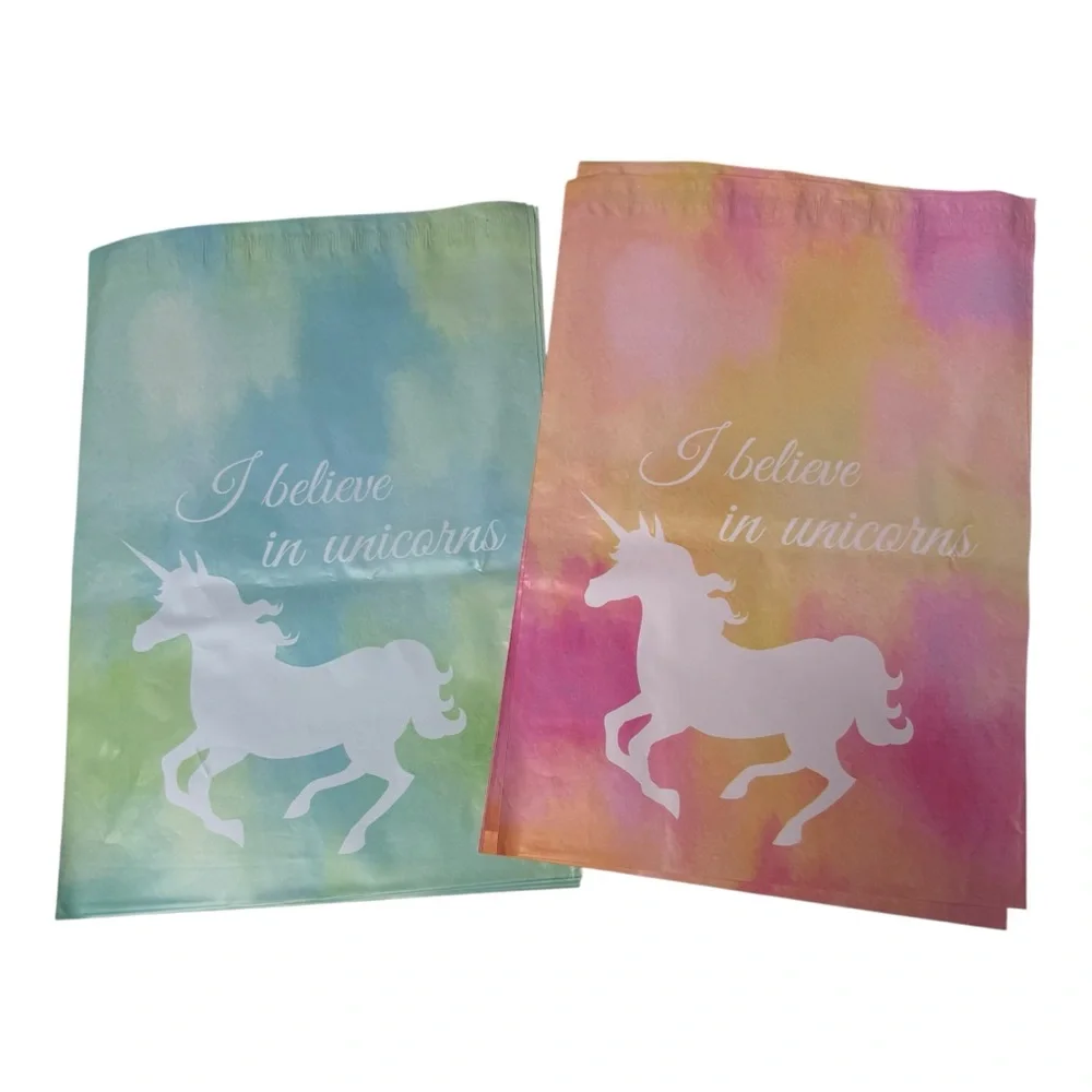 20 10”x13” Poly Mailers- Celebration Colorful Unicorn and Emoji Set